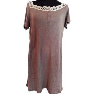 Hayden Los Angeles Women's‎ Gray Knit Dress M Short Sleeve Lace Trim